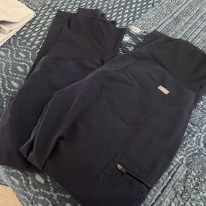 Two pairs navy maternity scrubs small